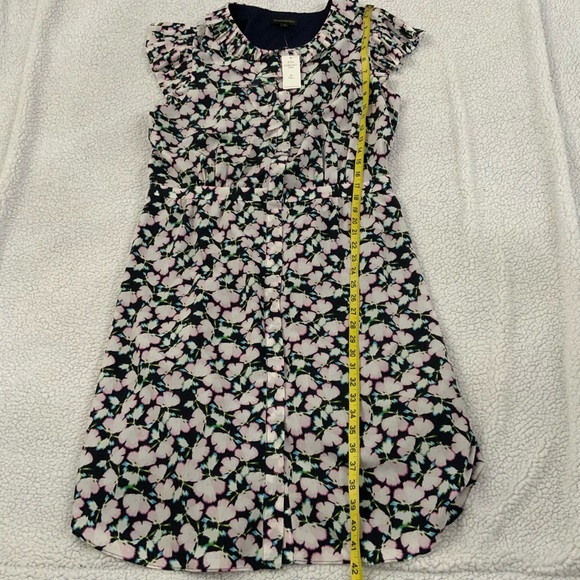 Banana Republic Dress Sz 16 Tall Floral Ruffle Pleated Neck Chiffon Feminine New - Picture 15 of 15